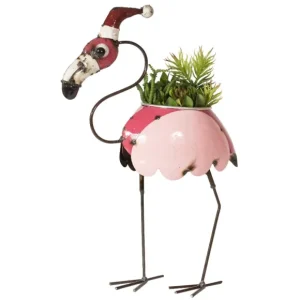 Fashion Think Outside Baby Flamingo Planter with Santas hat