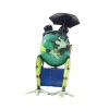 Store Think Outside Iron Sitting Frog With Umbrella