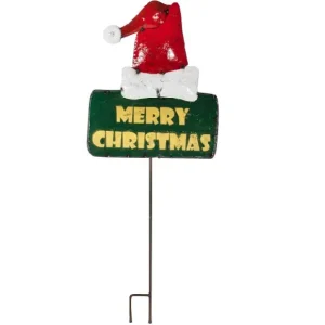 Fashion Think Outside Santa's Hat Merry Christmas Sign and Stake